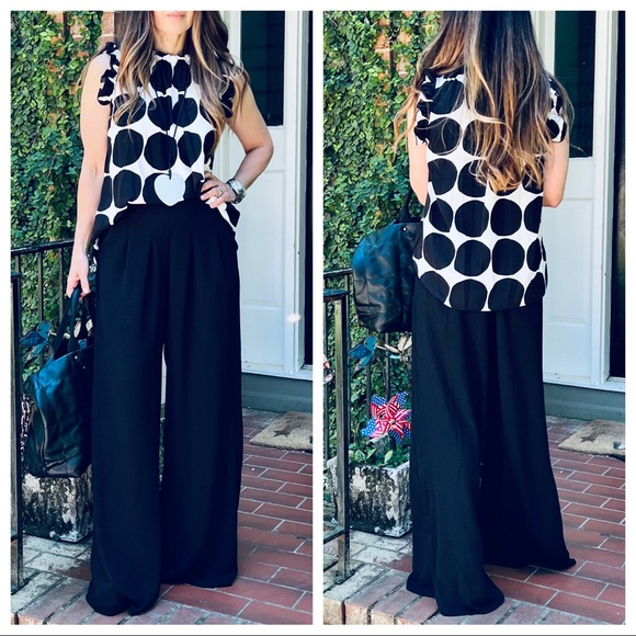 39 Black Fabulous Boho Wide Leg Solid Pleated Pants - Picture 8 of 8